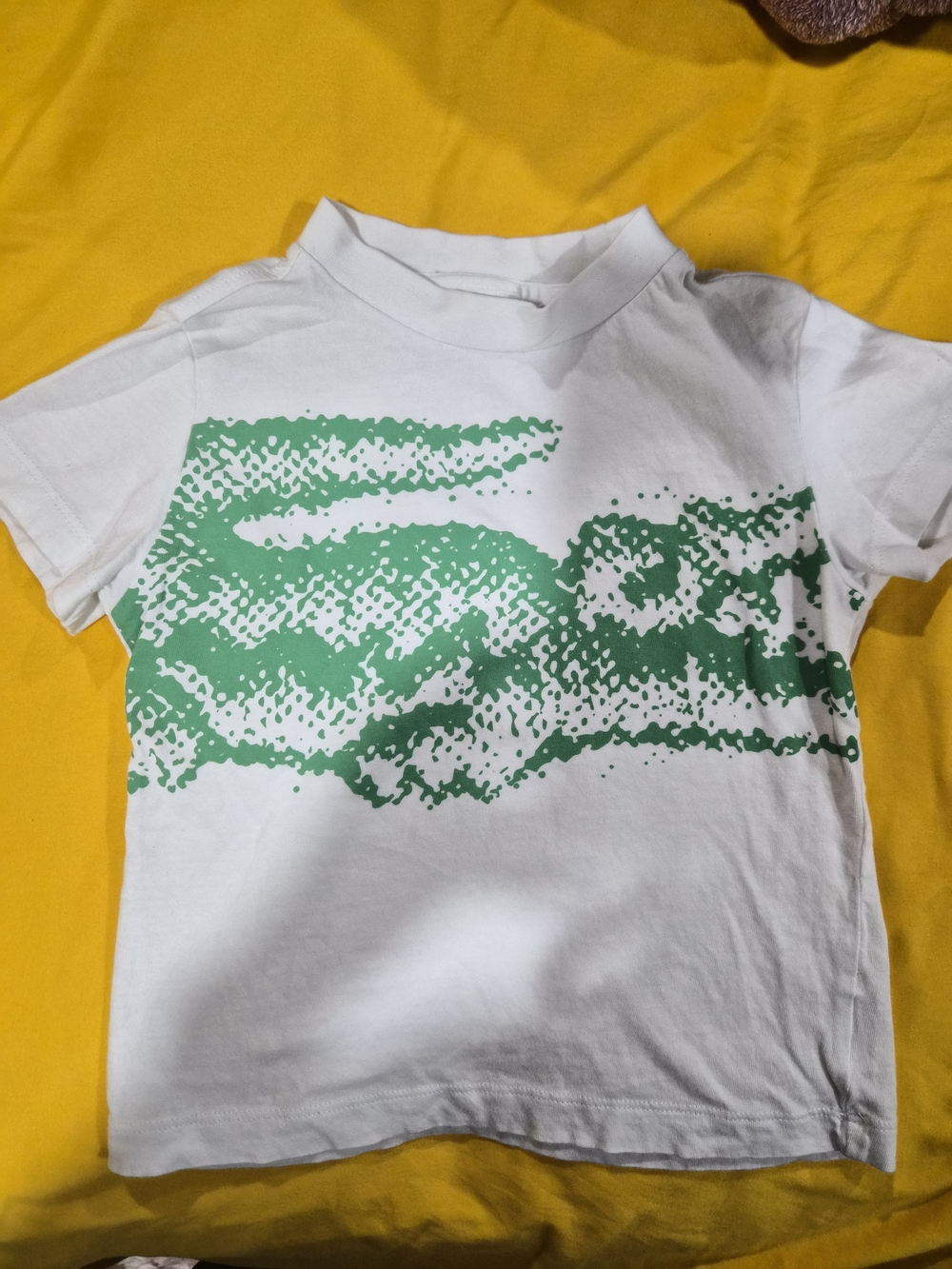 #11 Lacoste White Tee with Mint Green Graphic Croc